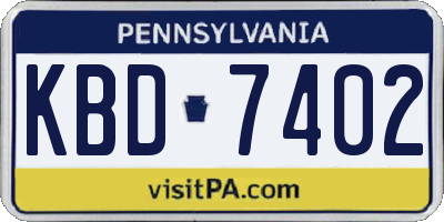 PA license plate KBD7402