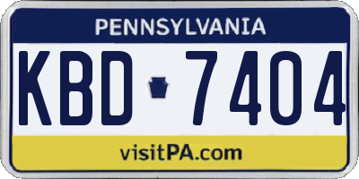 PA license plate KBD7404