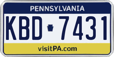 PA license plate KBD7431
