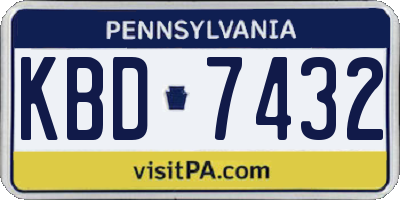 PA license plate KBD7432