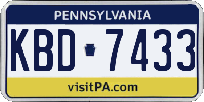 PA license plate KBD7433