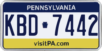 PA license plate KBD7442