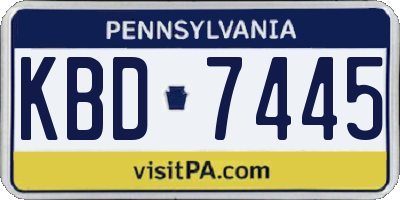 PA license plate KBD7445