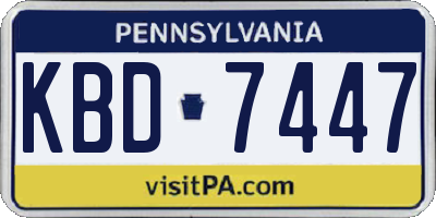 PA license plate KBD7447