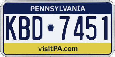 PA license plate KBD7451