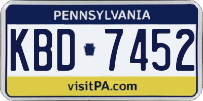 PA license plate KBD7452