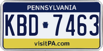 PA license plate KBD7463