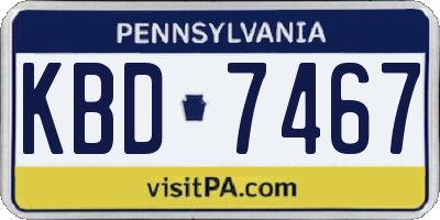 PA license plate KBD7467