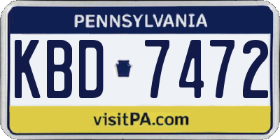 PA license plate KBD7472