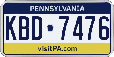 PA license plate KBD7476