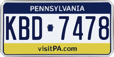 PA license plate KBD7478
