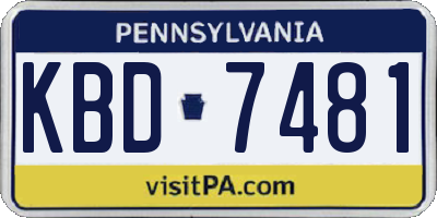 PA license plate KBD7481