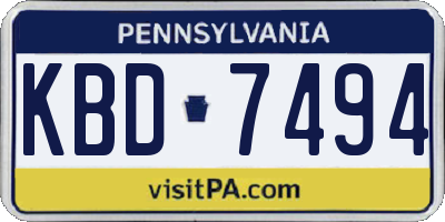 PA license plate KBD7494