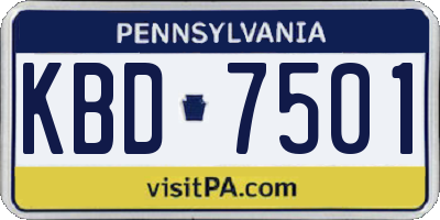 PA license plate KBD7501