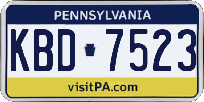 PA license plate KBD7523