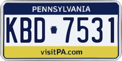 PA license plate KBD7531