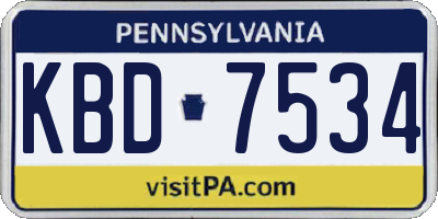 PA license plate KBD7534