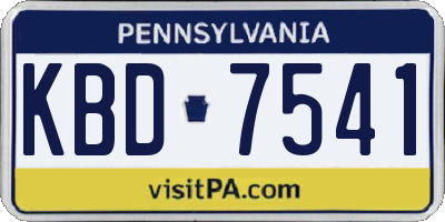 PA license plate KBD7541