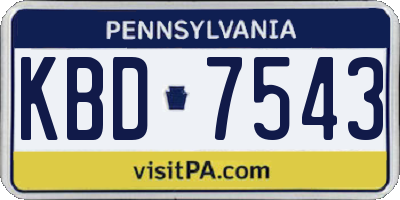 PA license plate KBD7543