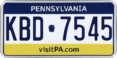 PA license plate KBD7545