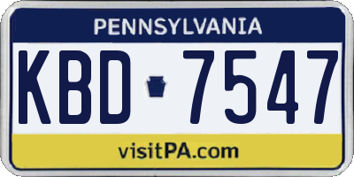 PA license plate KBD7547