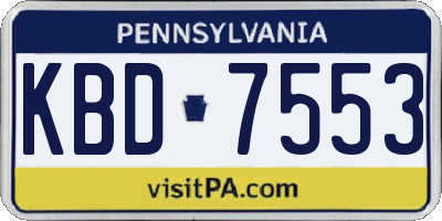 PA license plate KBD7553