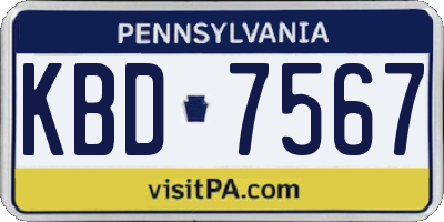 PA license plate KBD7567