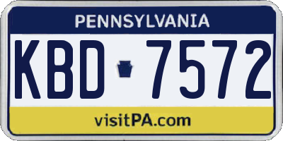 PA license plate KBD7572
