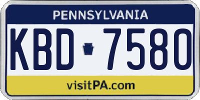 PA license plate KBD7580