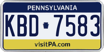 PA license plate KBD7583