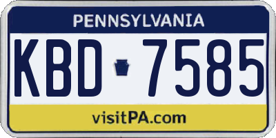 PA license plate KBD7585