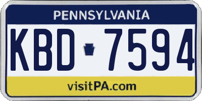 PA license plate KBD7594