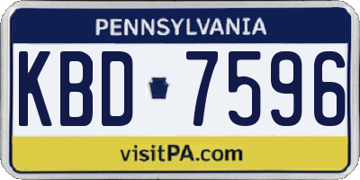 PA license plate KBD7596