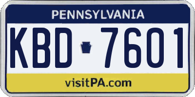 PA license plate KBD7601
