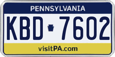PA license plate KBD7602