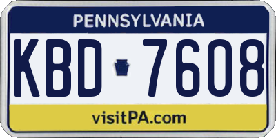 PA license plate KBD7608