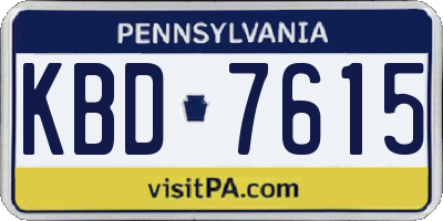 PA license plate KBD7615