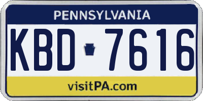 PA license plate KBD7616