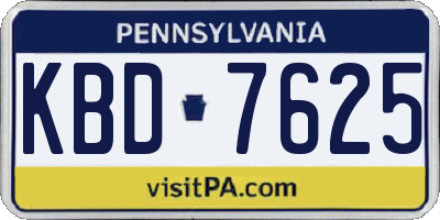 PA license plate KBD7625