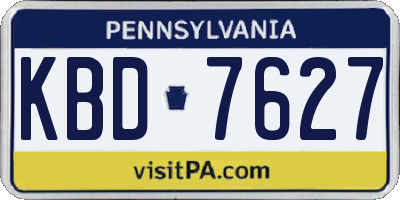 PA license plate KBD7627