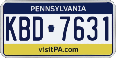 PA license plate KBD7631