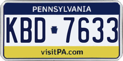 PA license plate KBD7633