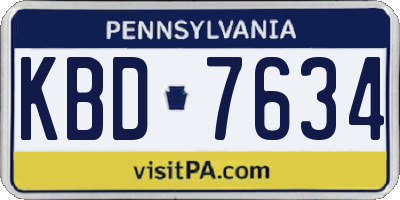 PA license plate KBD7634