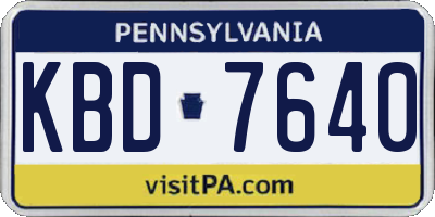 PA license plate KBD7640