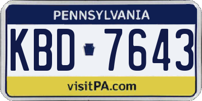 PA license plate KBD7643