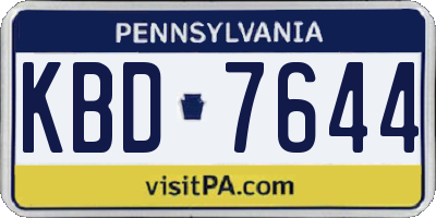 PA license plate KBD7644
