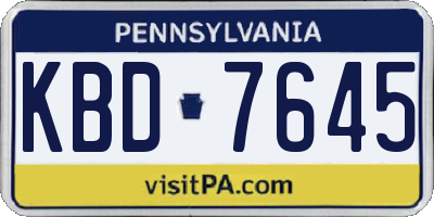 PA license plate KBD7645