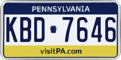 PA license plate KBD7646