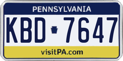 PA license plate KBD7647