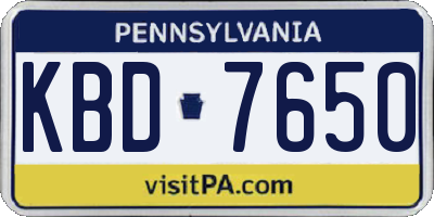 PA license plate KBD7650
